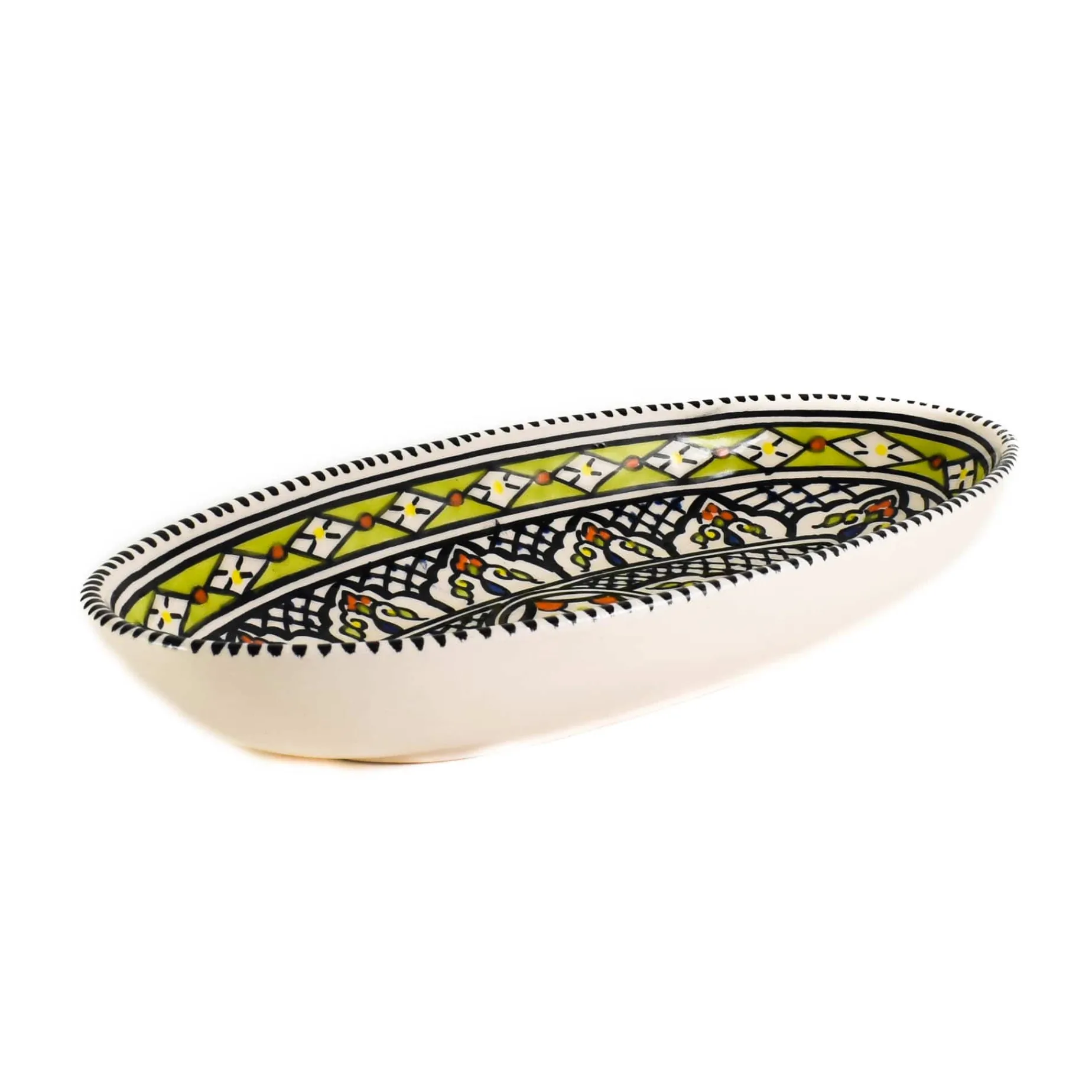 Azraq Patterned Oval Serving Dish, 30cm