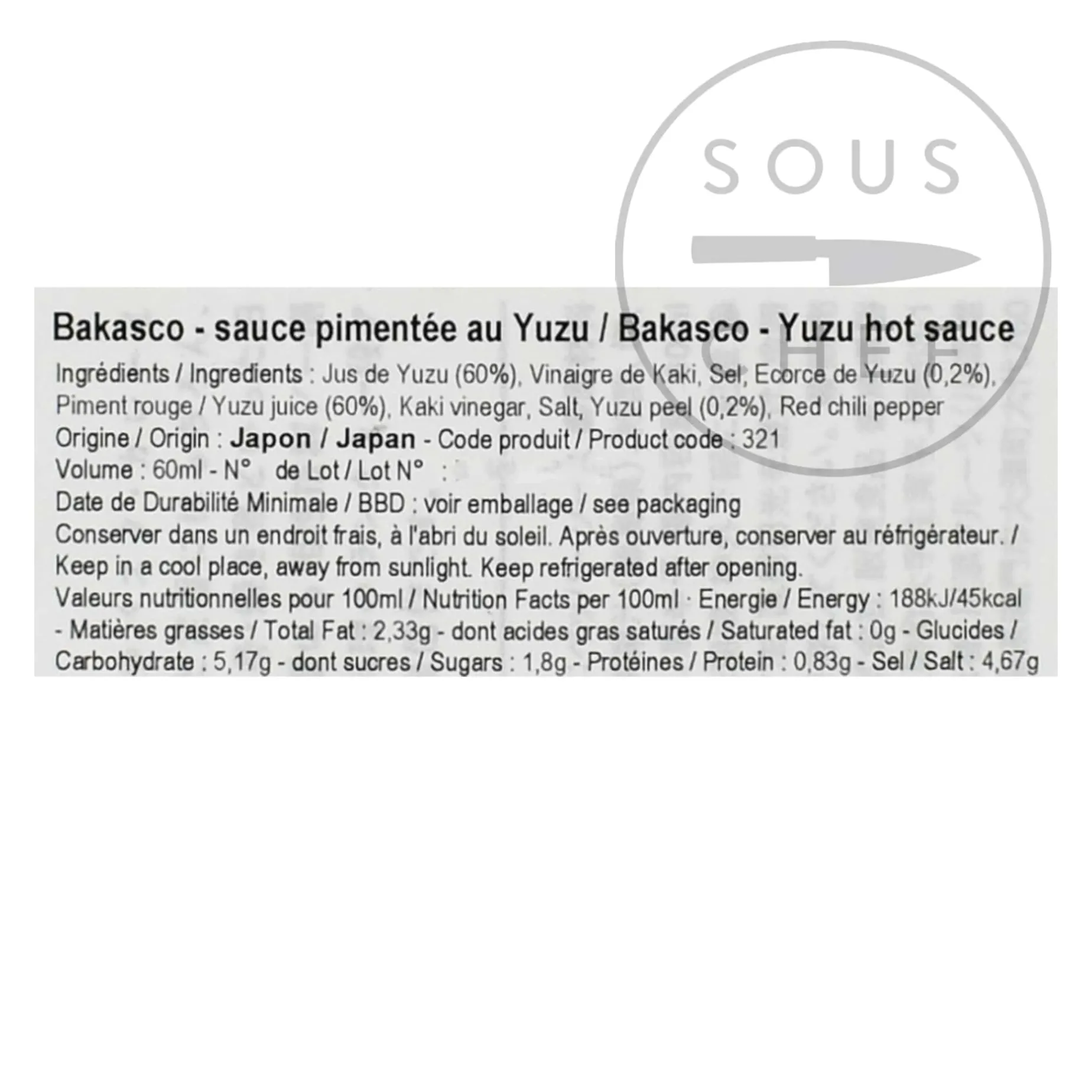 Bakasco Yuzu Hot Sauce, 60ml