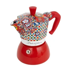 Bialetti x Dolce & Gabbana Red Moka Induction Coffee Maker, 4 Cup