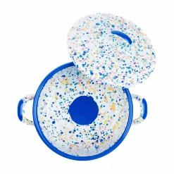 Blue Dot Enamel Casserole with Lid, 18cm