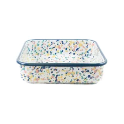 Blue Dot Enamel Square Roasting & Serving Dish, 21cm
