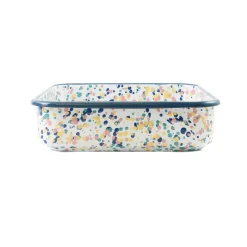 Blue Dot Enamel Square Roasting & Serving Dish, 21cm
