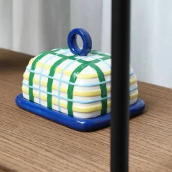 Blue Plaid Butter Dish