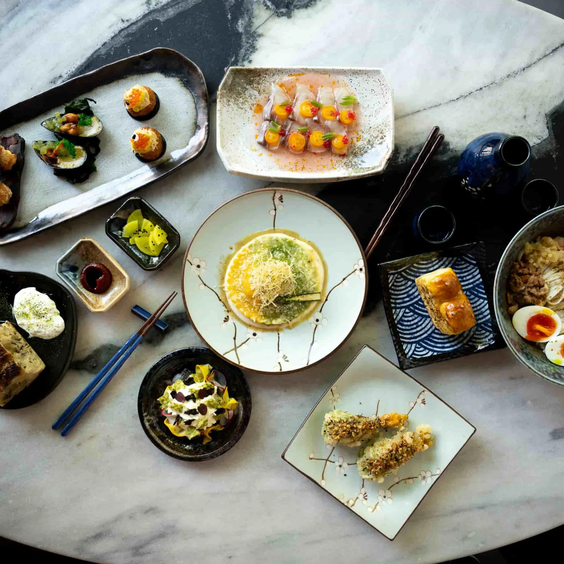 Blue Sakura Sake Set