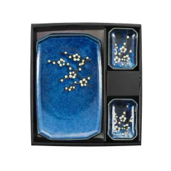 Blue Sakura Sushi Serving Set