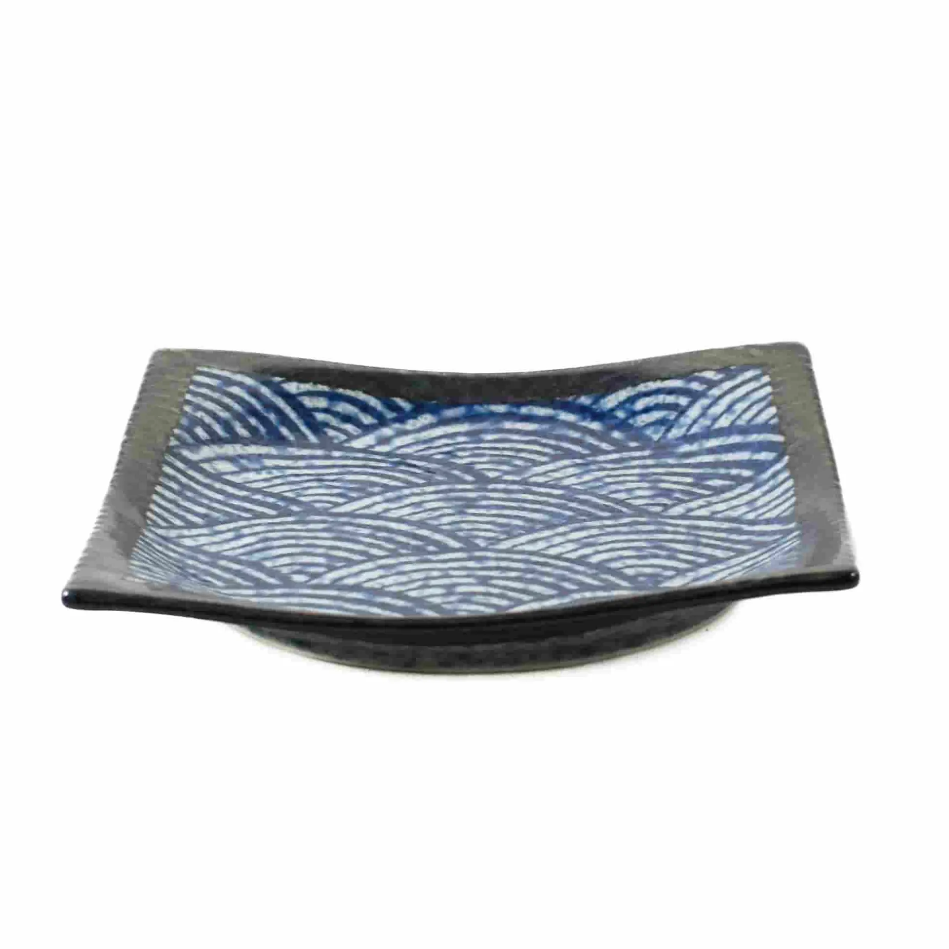 Blue Wave Medium Square Plate, 17.5cm