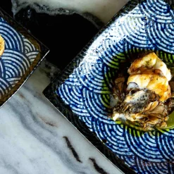 Blue Wave Medium Square Plate, 17.5cm