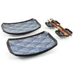 Blue Wave Sushi Serving Set