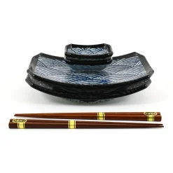 Blue Wave Sushi Serving Set