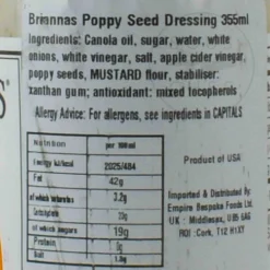 Briannas Rich Poppy Seed Dressing, 355ml