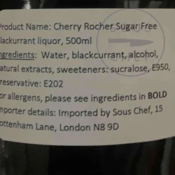 Cherry Rocher Sugar Free Blackcurrant Liqueur, 500ml