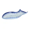 Cobalt Blue Rim Glass Fish Serving Dish, 20x12.5cm