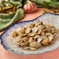 Cobalt Blue Rim Glass Scallop Serving Platter, 25cm