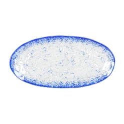 Cobalt Blue Rim Glass Serving Tray, 34x17cm
