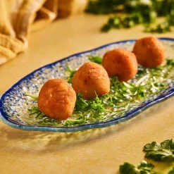 Cobalt Blue Rim Glass Serving Tray, 34x17cm