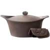 Cookut Lightweight Non-Stick Dutch Oven with Pot Holders, Taupe, BPA-Free