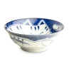 Dark Blue Lucky Cat Japanese Ramen Bowl, 21cm