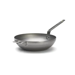 De Buyer Mineral B Flat Base Wok, 32cm