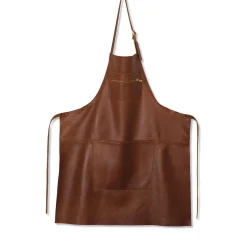 Dutchdeluxes Leather Zipper Apron in Classic Brown