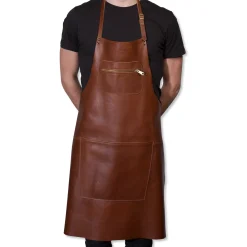 Dutchdeluxes Leather Zipper Apron in Classic Brown