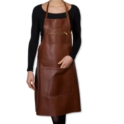 Dutchdeluxes Leather Zipper Apron in Classic Brown