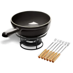 Emile Henry Black Cheese Fondue Set, 22cm