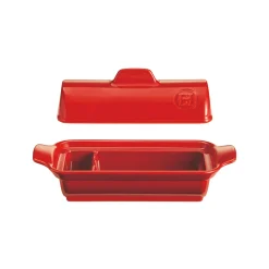 Emile Henry Red Foie Gras Medallion Dish with Lid, 24.5x10cm