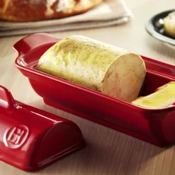 Emile Henry Red Foie Gras Medallion Dish with Lid, 24.5x10cm