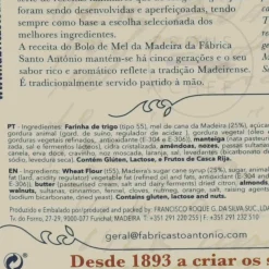 Fabrica Santo Antonio Madeira Sugarcane Honey Cake, 450g