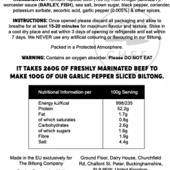 Garlic Pepper Biltong Slices, 250g