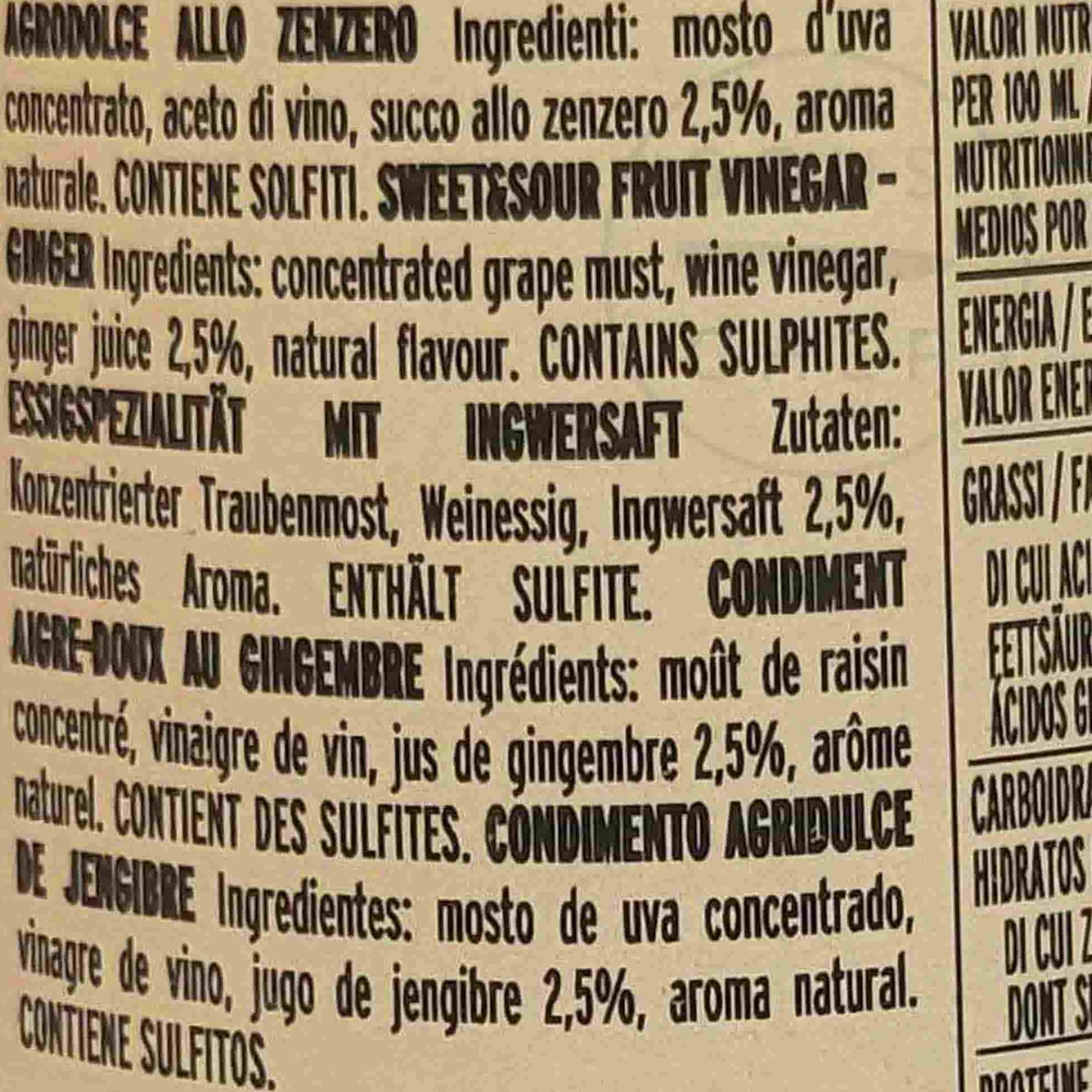 Giusti Sweet and Sour Ginger Condiment, 250ml