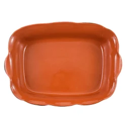 Glazed Terracotta Wavy Roasting Dish, 35cm