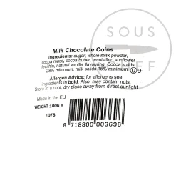 Gold Milk Chocolate Coins, 100g