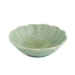 Green Scalloped Japanese Bowl, 13.5cm