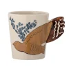Hezha White Mug with Bird, 8cm