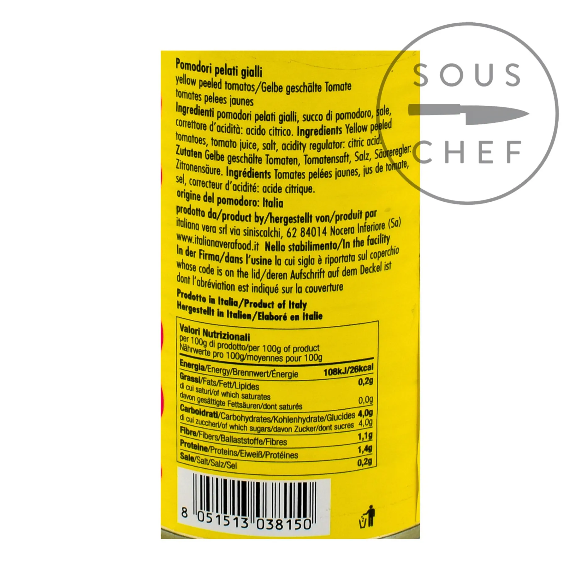 Italianavera Yellow Peeled Tomatoes, 400g