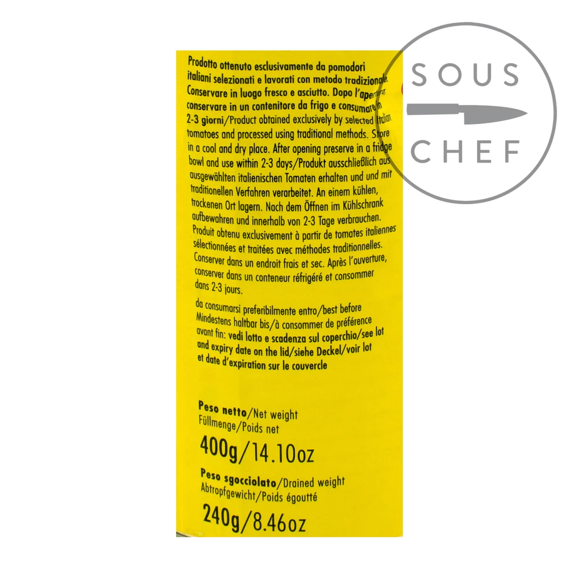 Italianavera Yellow Peeled Tomatoes, 400g