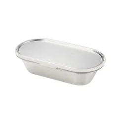 Japanese Grey Rim Stainless Steel Lunch Box, 21x11cm