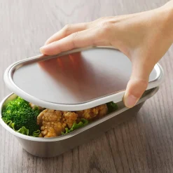 Japanese Grey Rim Stainless Steel Lunch Box, 21x11cm