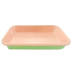 Kapka x Sous Chef Colourblock Enamel Roasting Dish, 26cm, Green & Pink