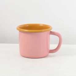 Kapka x Sous Chef Colourblock Enamel Mug, Pink & Yellow, 350ml