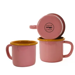 Kapka x Sous Chef Colourblock Enamel Mug, Pink & Yellow, 350ml