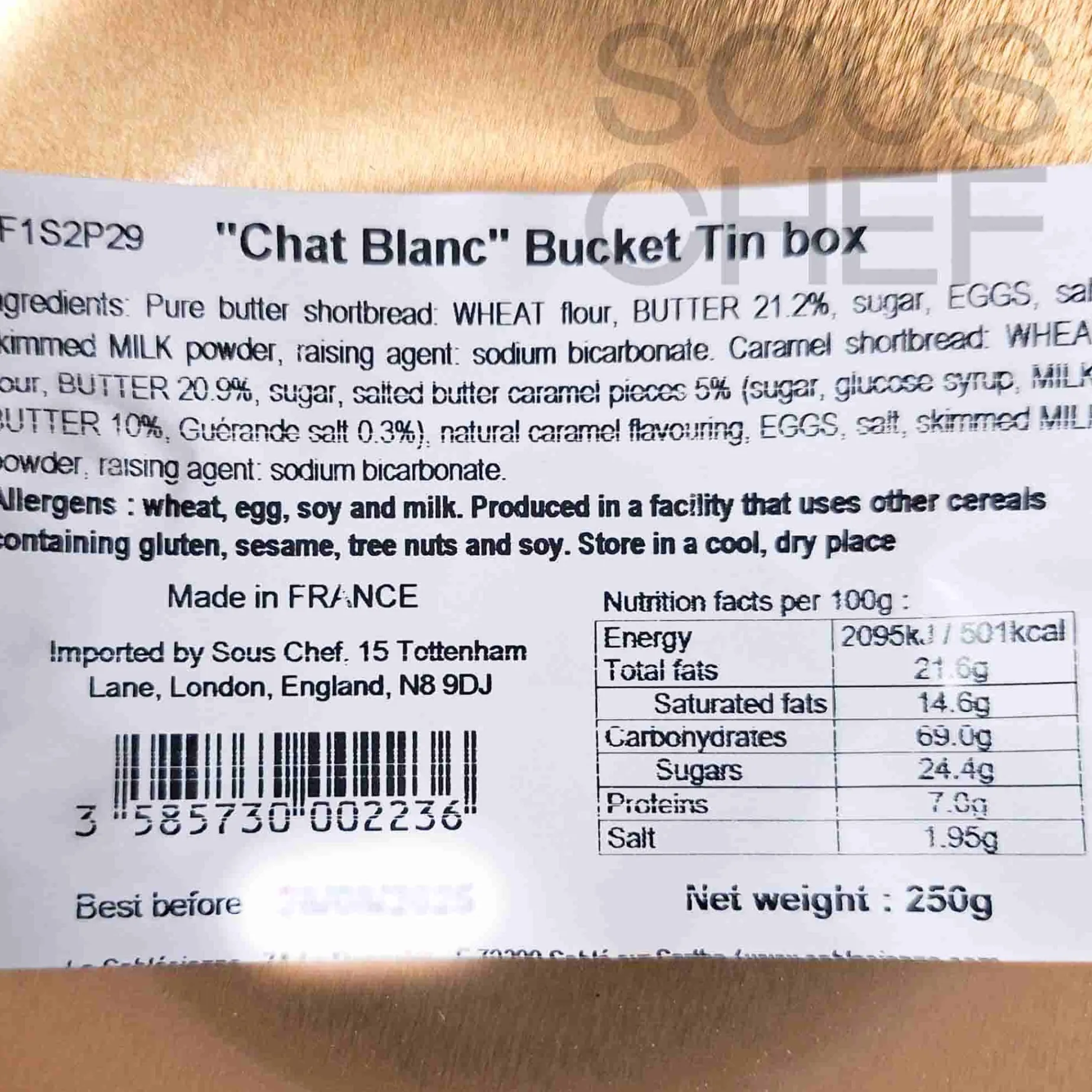 La Sablesienne French Sable Biscuits in Round Cat Tin, 250g