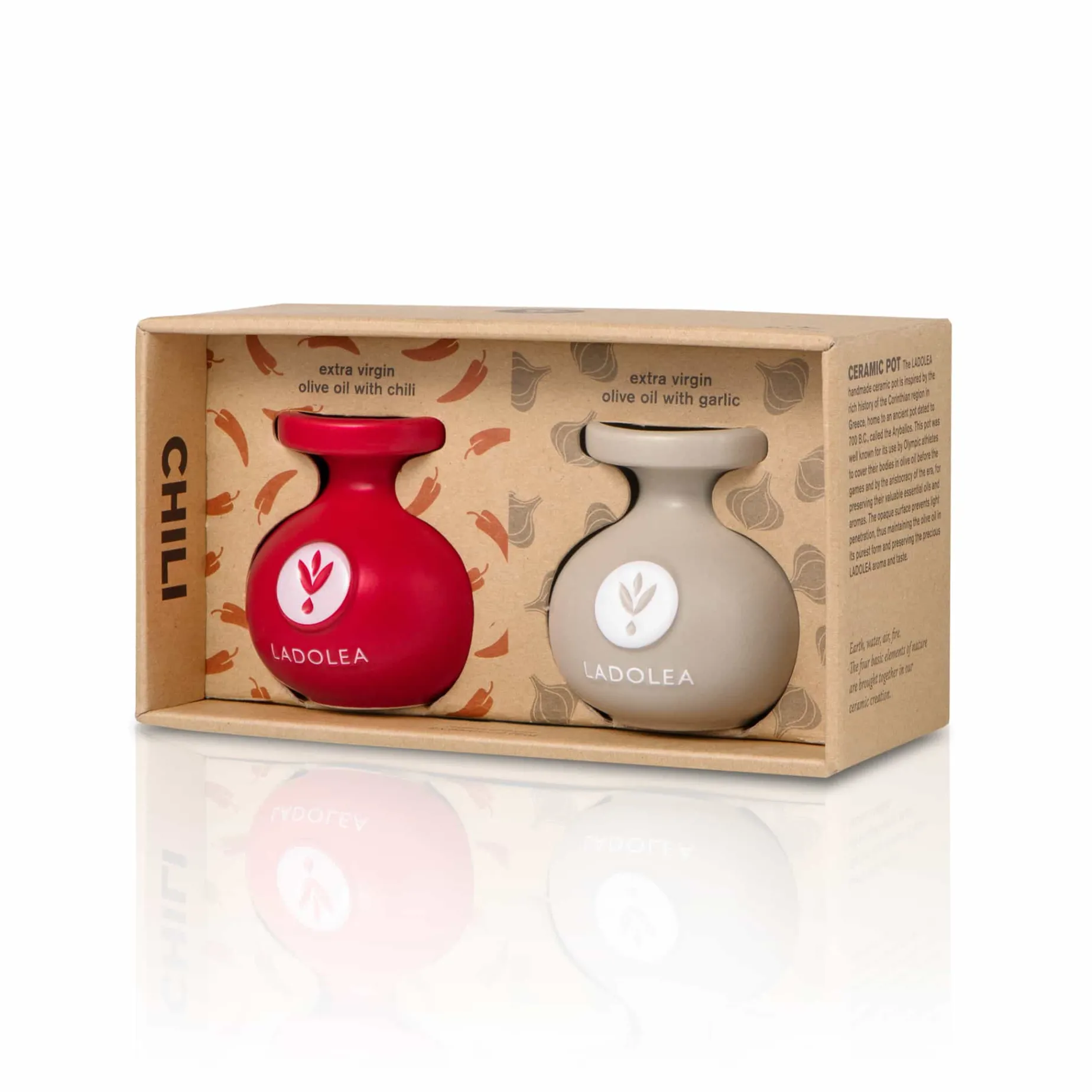 Ladolea Set of 2 Chilli & Garlic Infused Extra Virgin Olive Oil, 80ml