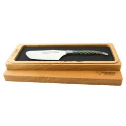 Laguiole en Aubrac Turquoise Hard Cheese Knife, Striped Wood