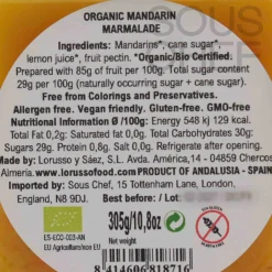 LoRUSSo Organic Artisanal Mandarin Jam, 305g