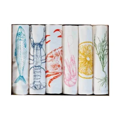 Lottie Day Seafood Design Napkins, Box of 6