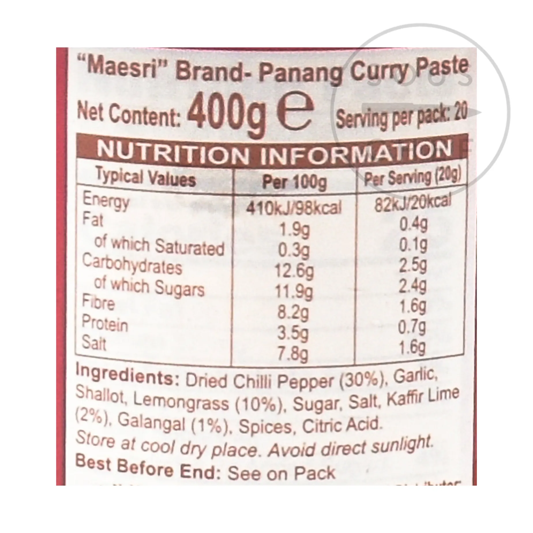 Mae Sri Thai Panang Curry Paste, 400g