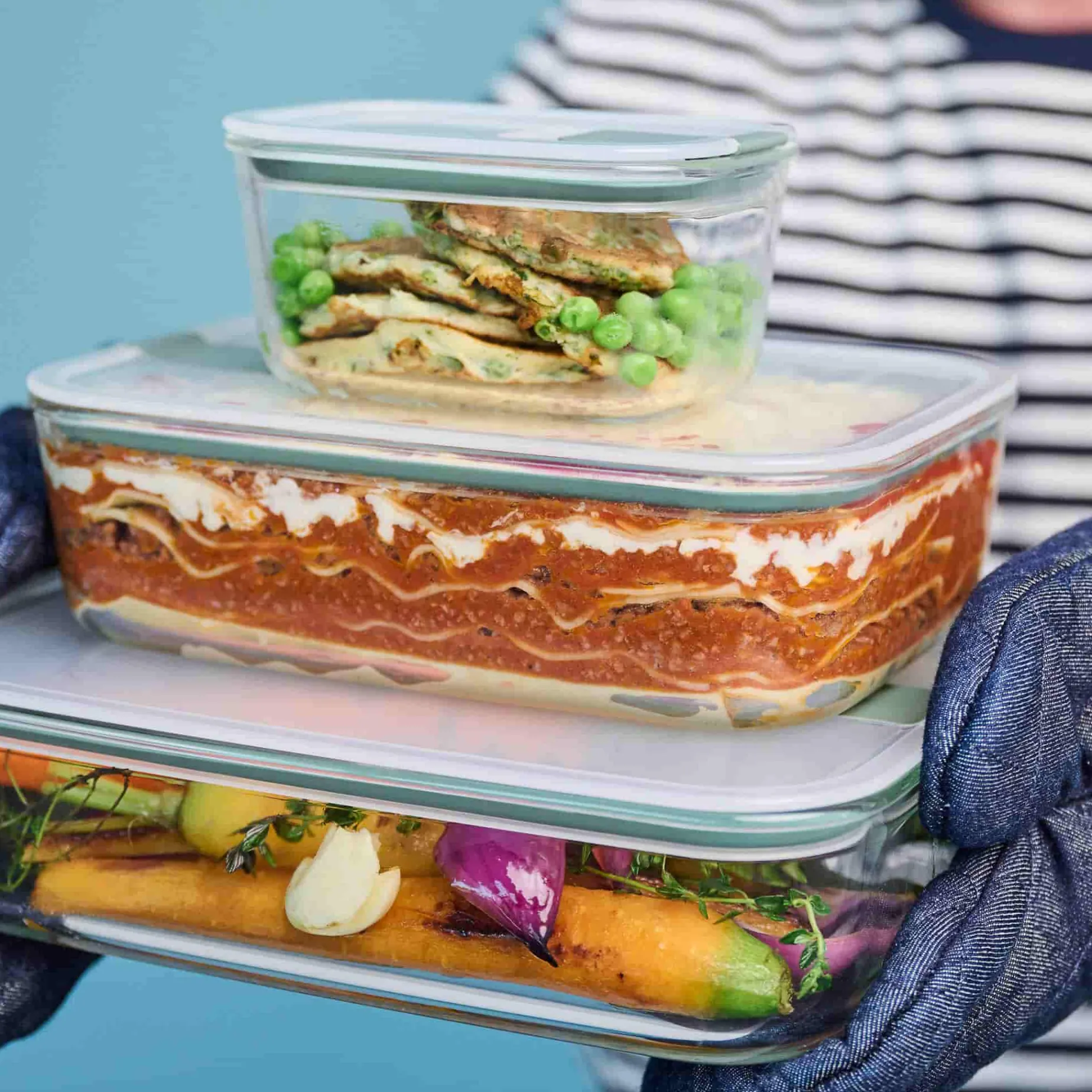 Mepal 3 Piece Easyclip Storage Box Set, Nordic Sage