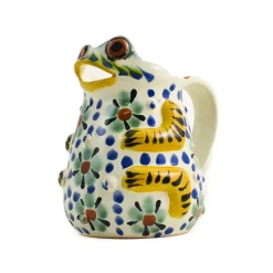 Mexican Hand Painted Floral Frog Milk Jug